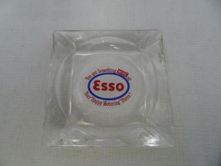 Vintage Glass Ashtray Esso Gas Oil