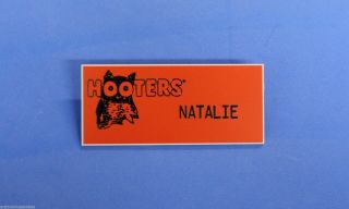 Hooters Restaurant Girl Natalie Orange Name Tag - Waitress Pin