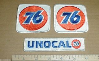 3 Union 76 Unocal Racing Gasoline Retro Auto Racing Hat Jacket Patch Patches