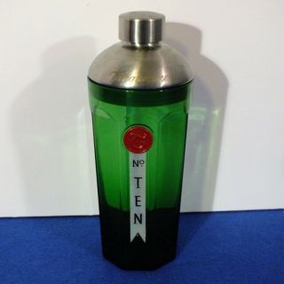 Tanqueray No.  10 Gin Green Glass Cocktail Shaker Martini Stainless Steel Top