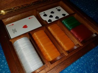 Dal Negro Poker Cards Chips In A Wooden Box Made In Italy