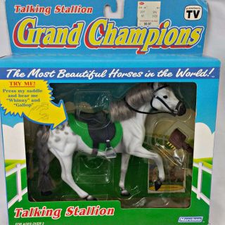 Grand Champions Horse 1992 Talking Stallion 50028 Play Set Nib Silver Toy