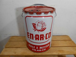 VERY RARE 1959 ENARCO WHITE ROSE SERVICE STATION 5 GALLON MOTOR OIL TIN CAN 2