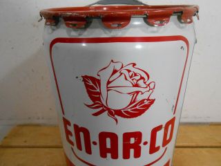 VERY RARE 1959 ENARCO WHITE ROSE SERVICE STATION 5 GALLON MOTOR OIL TIN CAN 3