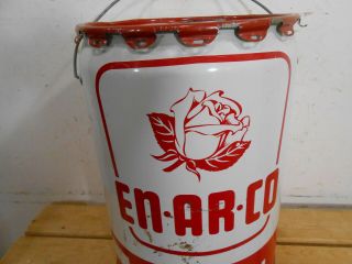 VERY RARE 1959 ENARCO WHITE ROSE SERVICE STATION 5 GALLON MOTOR OIL TIN CAN 8
