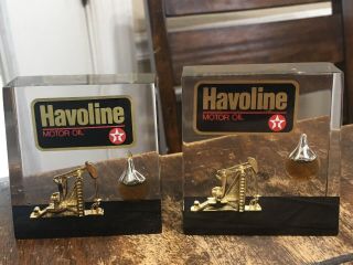 Vintage Texaco Advertising Oil & Gas Havoline Motor Oil Paperweights
