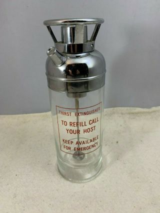 Vintage Cocktail Shaker Mixer Thirst Extinguisher Mid Century Mcm Glass Chrome