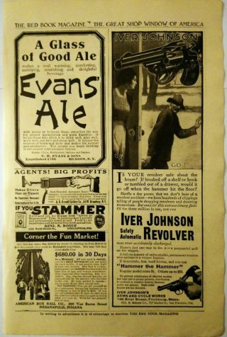 1911 Antique Paper Print Ad Iver Johnson Revolver Evans 