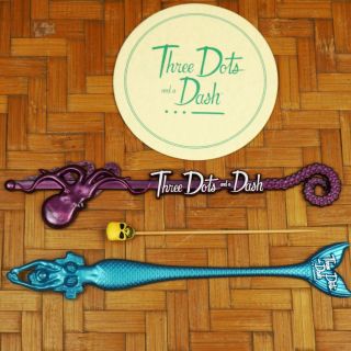 Tiki Bar Swizzle Stir Stick Three Dots And A Dash Chicago,  Coaster & Skull