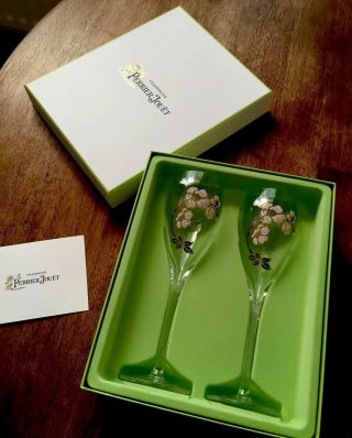 Perrier Jouet Belle Epoque Champagne Flutes X 2 Gift Box Larger Flute