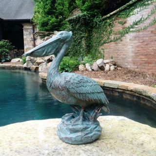 Pelican Statue Sculpture Garden Figure,  Resin W/bronze Patina Finish,  Nautical