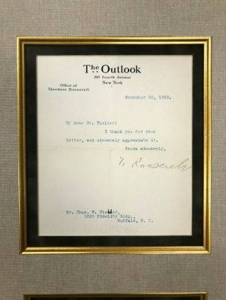 Theodore Roosevelt TLS Signed Outllok Letter MUSEUM CUSTOM FRAMED JSA 2