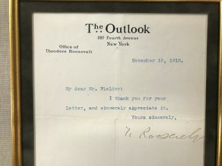 Theodore Roosevelt TLS Signed Outllok Letter MUSEUM CUSTOM FRAMED JSA 7