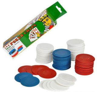 1000 Poker Chips Red White Blue Plastic Stacking Washable Interlocking