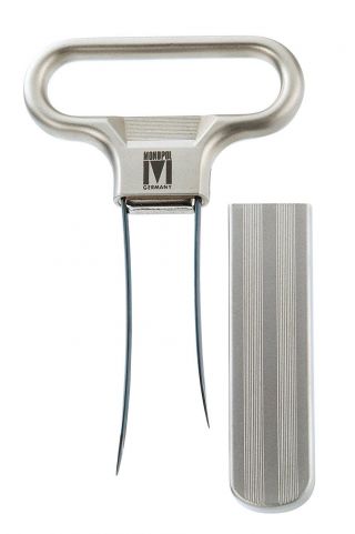 Monopol Westmark Germany Steel Two - Prong Cork Puller With Cover Silver Satin