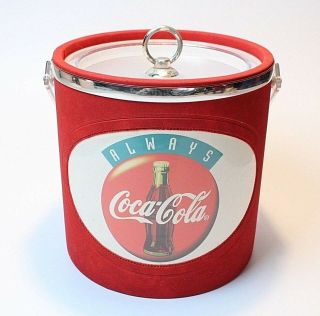 Vtg Coca - Cola Ice Bucket Very Fast Ship Retro Coke Barware