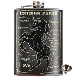 Unicorn Parts Stainless Steel Hip Flask Pin Up Rockabilly Retro Unique Gift