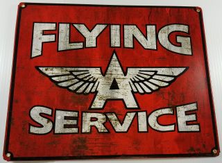 Flying A With Wings Logo Red White Gas Station Heavy Duty Metal Advertising Sign