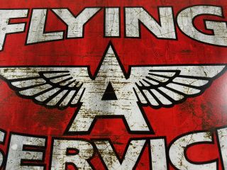 FLYING A WITH WINGS LOGO RED WHITE GAS STATION HEAVY DUTY METAL ADVERTISING SIGN 2