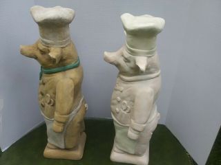 One Pair 25 Inch Tall Resin Chef Pigs For Restaurant Or Bakery.