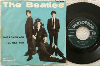 The Beatles " She Loves You " Rare 1963 Italy (green) 7 " 45,  Blue P/s
