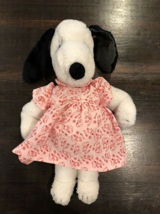 Vintage Snoopy Sister Belle 9” Plush Dress 1968 Korea Peanuts Girl Dog Stuffed