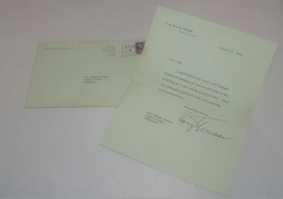 President Harry S.  Truman Signed Letter White House Stationary Autograph 1948