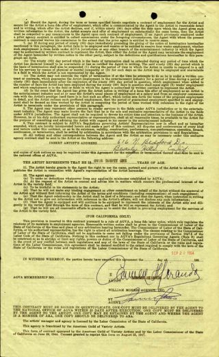 Carmen Miranda - Contract Signed 09/22/1954
