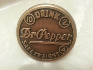 Solid Brass 3.  5 " Round Dr Pepper Advertising Sidewalk Street Marker