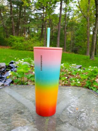 Starbucks Rainbow Pride Cold Cup Stainless Steel Tumbler Venti 24oz Summer 2019