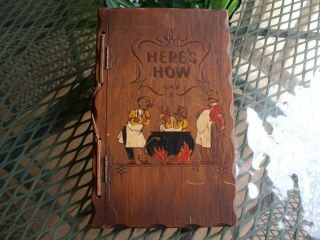 Vintage 1941 Wood Covered Bartender Recipe Book Here 