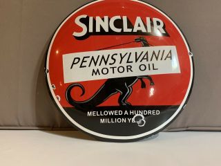12in Sinclair Motor Oil Porcelain Enamel Sign Gas Gasoline Pump Plate