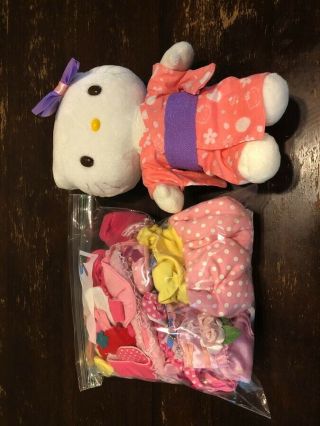 Rare Sanrio Hello Kitty 10 " Soft Dress Up Plush & 5 Bonus Outfits