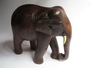 Hand Crafted Wooden Carved Elephant Statue Sculpture In Rosewood For Decoration2