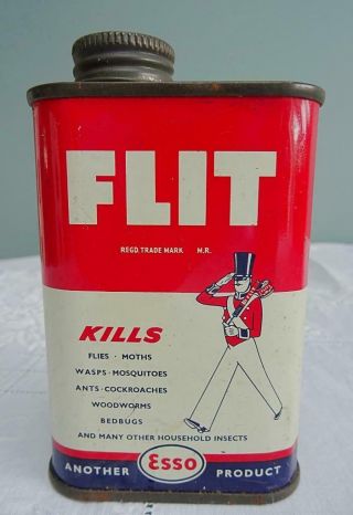 Vintage Advertising Tin Can Flit Esso Insect Fly Bug Killer 1950s Prop Display