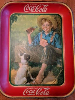 1931 Coca Cola Tray Made In The Usa American Art Boy,  Dog
