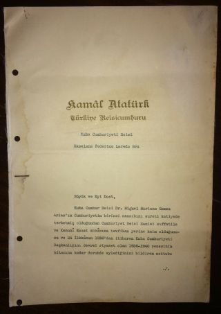 1937 Turkey Republic MUSTAFA KEMAL ATATURK SIGNED Letter Founder First President 2