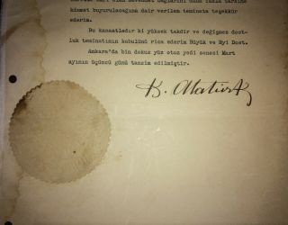 1937 Turkey Republic MUSTAFA KEMAL ATATURK SIGNED Letter Founder First President 4