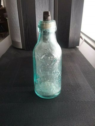 Vintage J.  A.  Lomax 14,  16 & 18 Charles Place Chicago,  Il Glass Bottle W/ Stopper