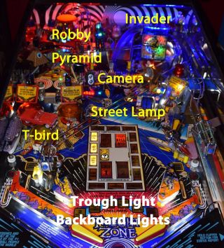 Twilight Zone Pinball Machine Robby Robot w/base,  Color Changing/Blinking LED 4