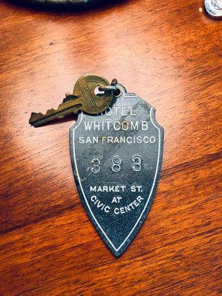Vintage Hotel Key For Room 383 At The Hotel Whitcomb In San Francisco.  Xlnt