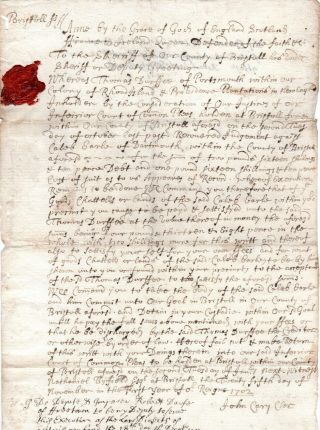 1702,  Portsmouth,  R.  Island,  Thomas Durfee,  Innkeeper,  Wants Money,  John Cary
