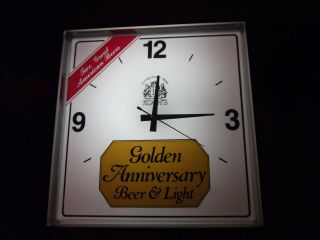 KOCH ' S GOLDEN ANNIVERSARY BEER WALL CLOCK LIGHT 16X16X5.  5 SEE PHOTOS 2