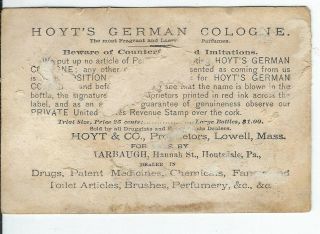 BB - 226 PA,  Houtzdale,  Tarbaugh,  Hoyt ' s German Cologne Victorian Trade Card 2