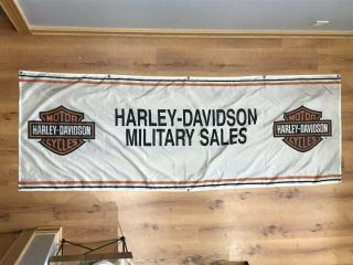 Vintage Harley Davidson Military Sales Sign Banner Flag Rare