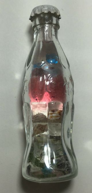 Coke Coca - Cola Mini Miniature Crystal Glass Bottle With Seashell Seaweed Inside
