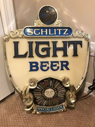 Vintage Schlitz Light Motion Animated Lighted Beer Bar Sign Light