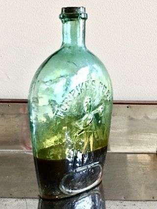 Rare Quart Ceredo For Pikes Peak Historical Flask Ceredo,  W.  Va 1860s Near
