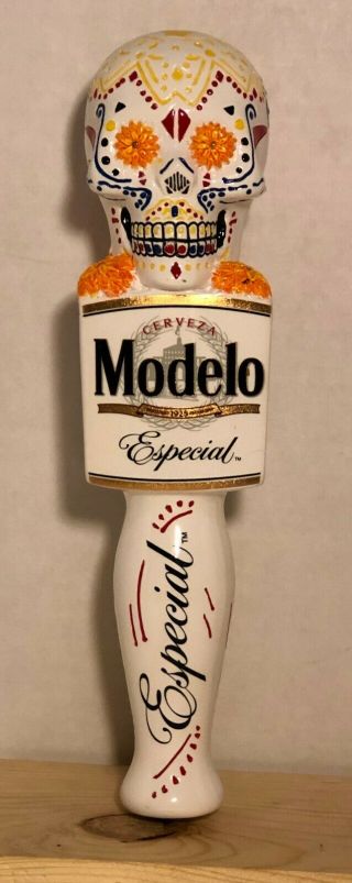 Modelo Especial Cerveza Sugar Skull Beer Tap Handle - 10 Inches Tall