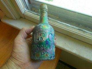 Norristown,  Pa A.  R.  Cox 1860s Squat Beer Bottle Rainbow Irridescence